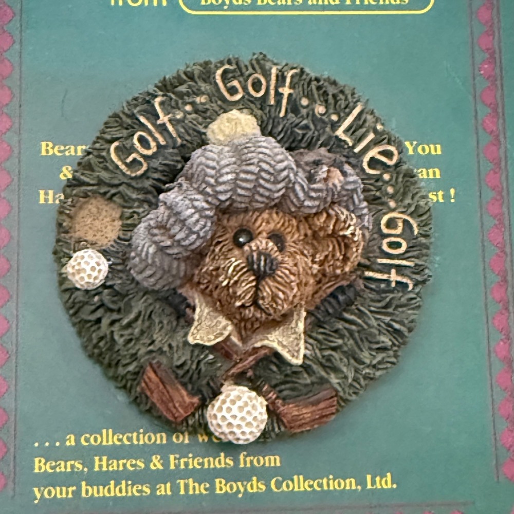 VTG Boyds Bears Bearwear Golf Lie Golf Resin Pin Brooch Vintage 1995 26121 NEW
